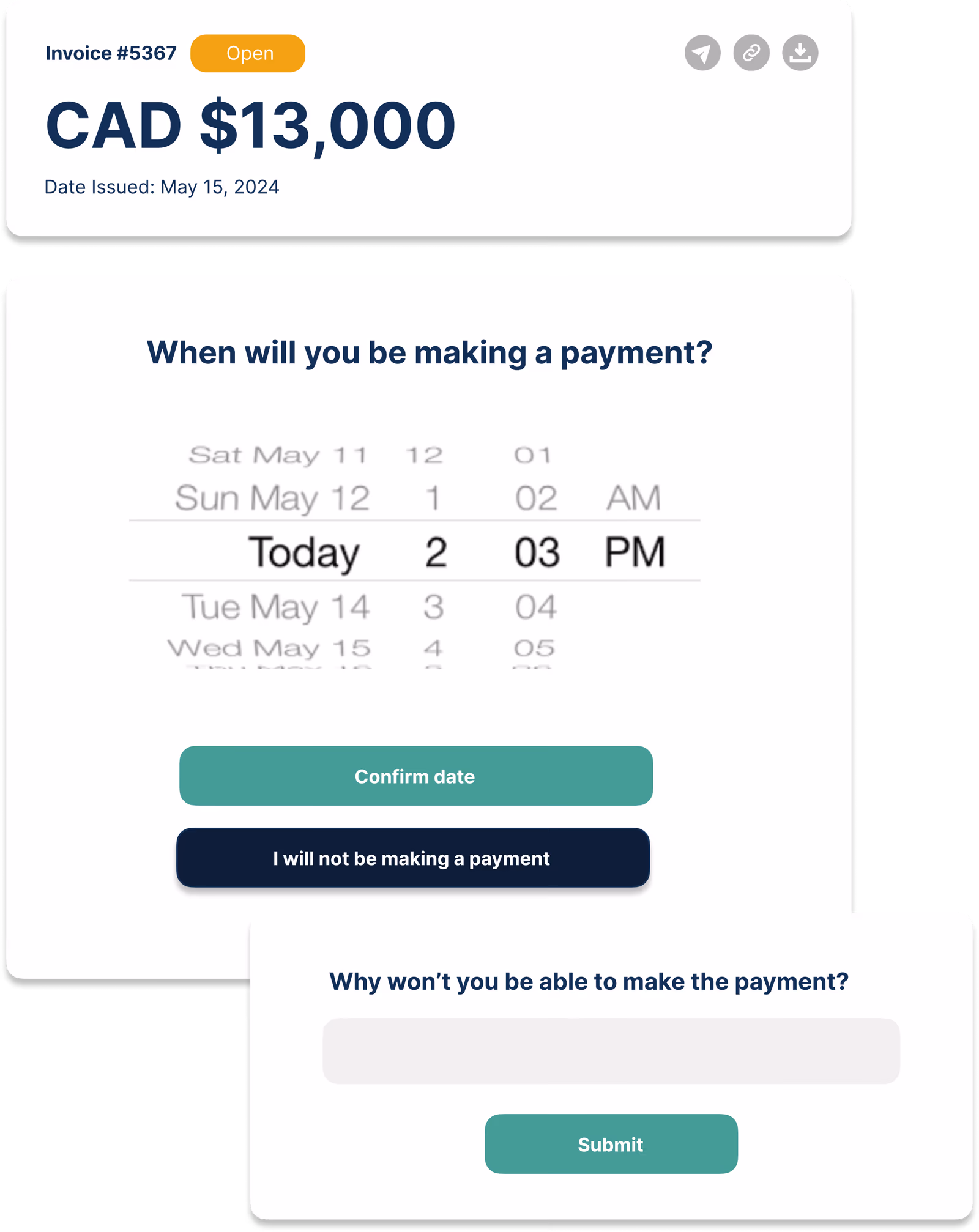 Pelcro accounts receivable reliability mockup showing secure payment processing and receivables visibility