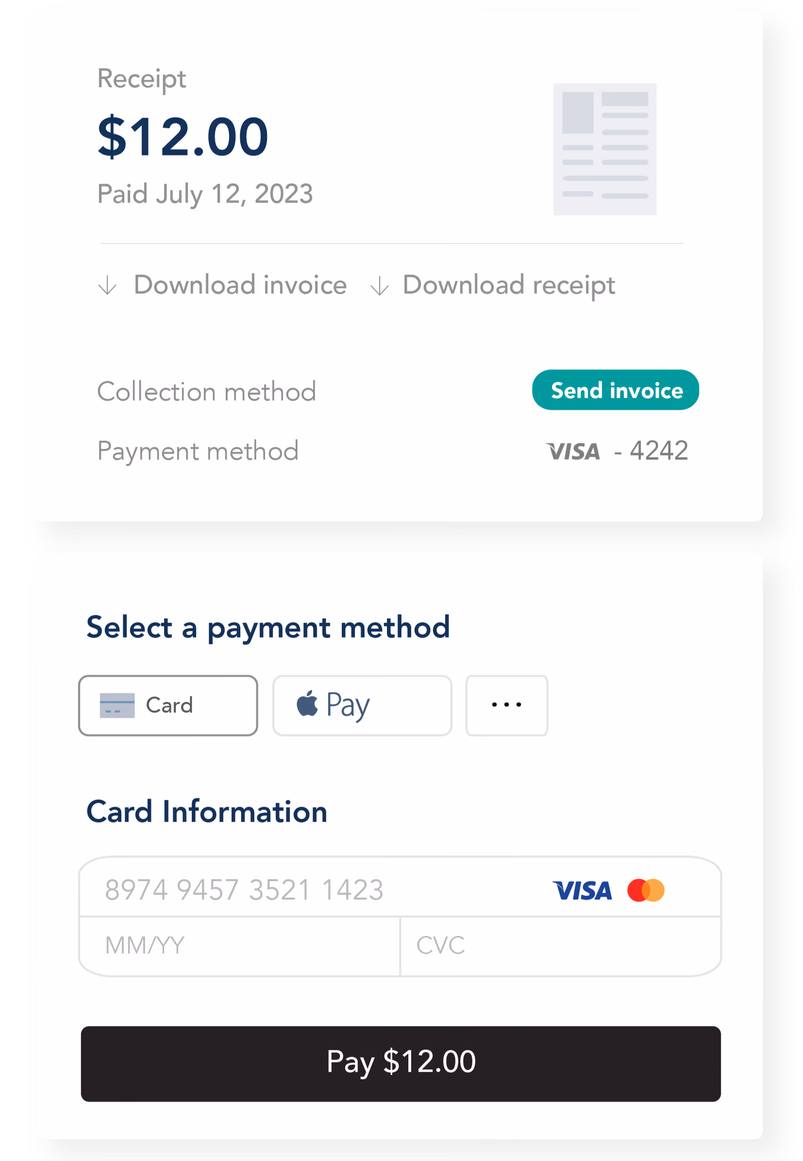 Subscriber managing payment methods and invoices in the Pelcro account dashboard
